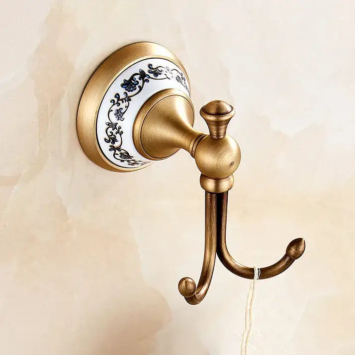 Ornate brass and white ceramic bath hardware set bathroom accessories