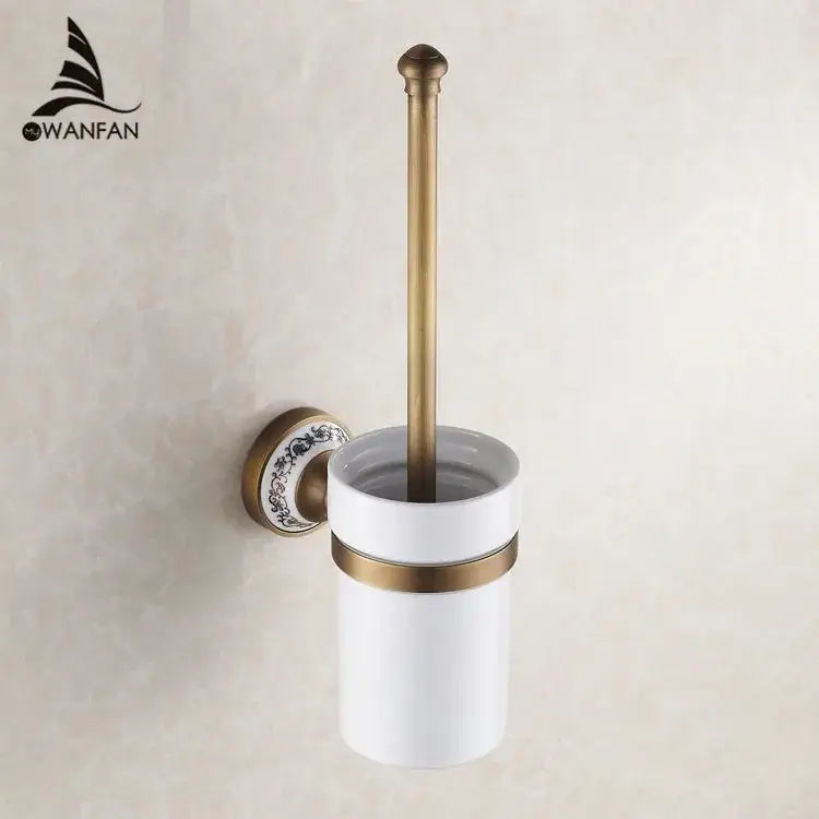 Ornate brass and white ceramic bath hardware set bathroom accessories