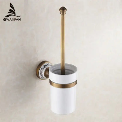 Ornate brass and white ceramic bath hardware set bathroom accessories