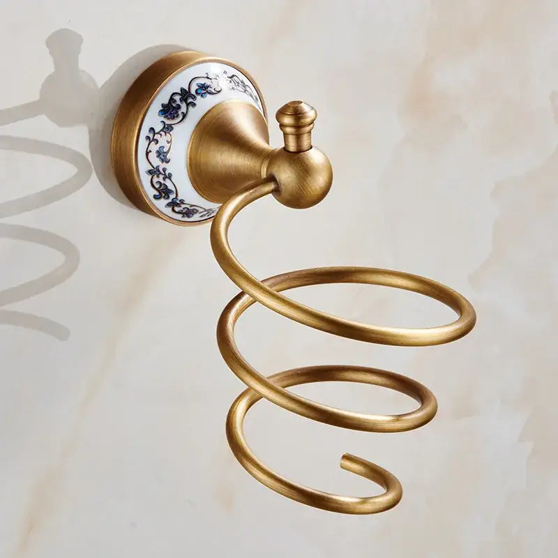 Ornate brass and white ceramic bath hardware set bathroom accessories