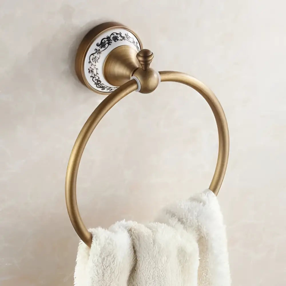 Ornate brass and white ceramic bath hardware set bathroom accessories