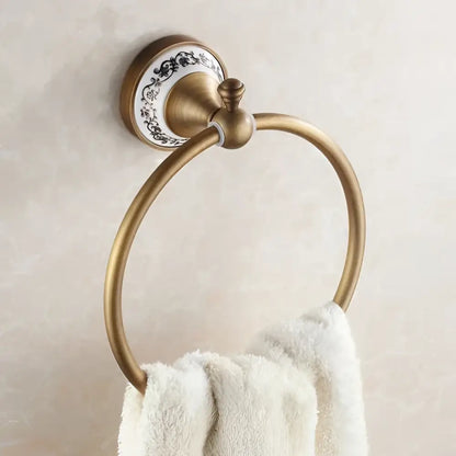 Ornate brass and white ceramic bath hardware set bathroom accessories