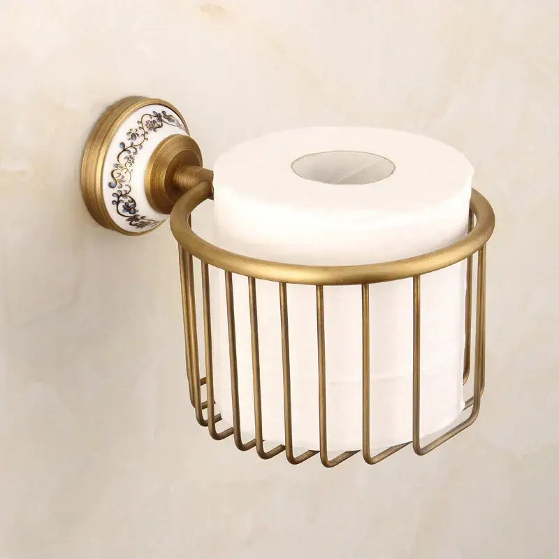 Ornate brass and white ceramic bath hardware set bathroom accessories