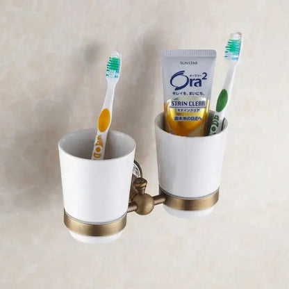 Ornate brass and white ceramic bath hardware set bathroom accessories