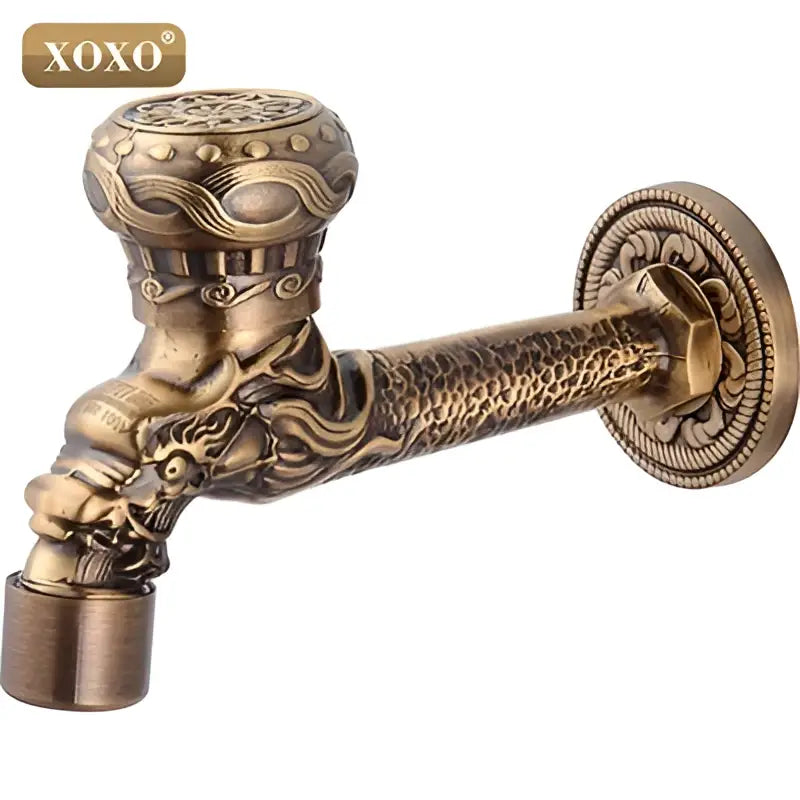 Ornate brass dragon dragon style faucet tap bathroom mount