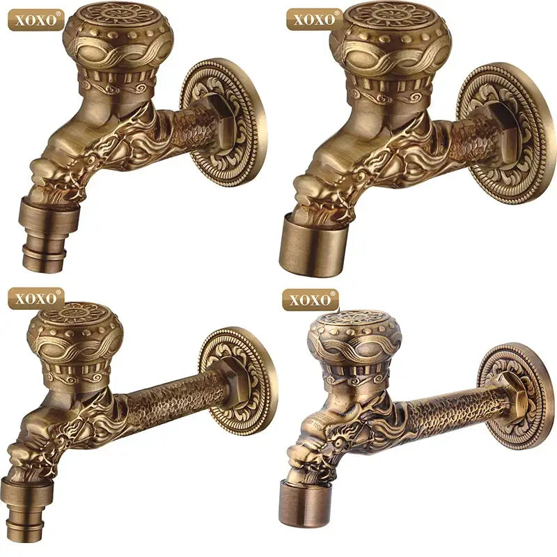 Ornate brass dragon dragon style faucet tap bathroom mount