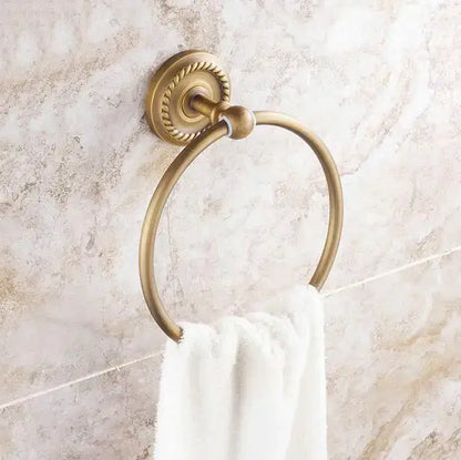 Ornate brass finished copper bathroom accessories set – bathroom