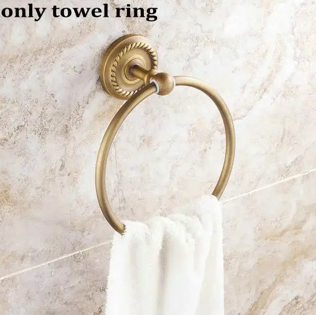 Ornate brass finished copper bathroom accessories set – bathroom