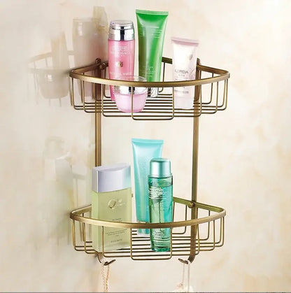Ornate brass finished copper bathroom accessories set – bathroom