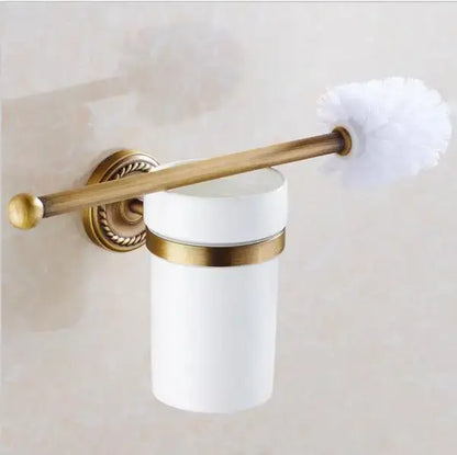 Ornate brass finished copper bathroom accessories set – bathroom