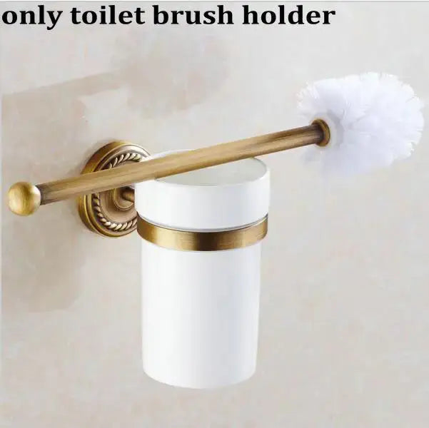 Ornate brass finished copper bathroom accessories set – bathroom