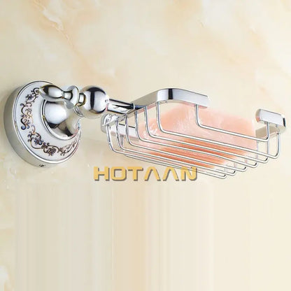 Ornate brass gold soap dish ceramic holder bathroom wall mount
