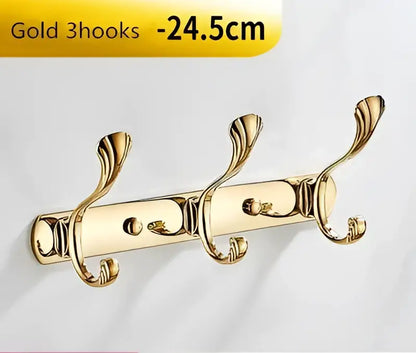 Ornate brass gold towel hook five hook rack for bathroom and kitchen