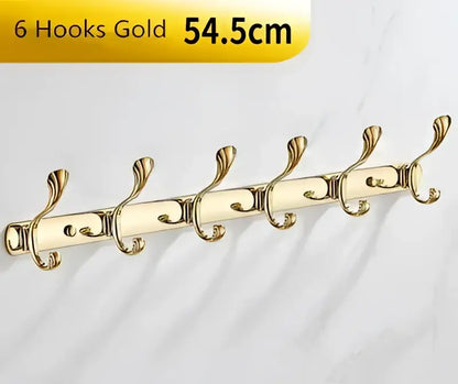 Ornate brass gold towel hook five hook rack for bathroom and kitchen