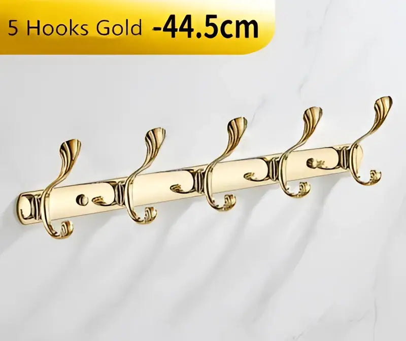 Ornate brass gold towel hook five hook rack for bathroom and kitchen