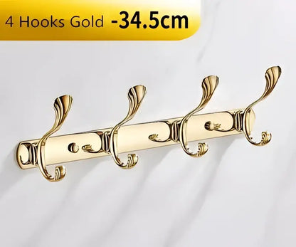 Ornate brass gold towel hook five hook rack for bathroom and kitchen