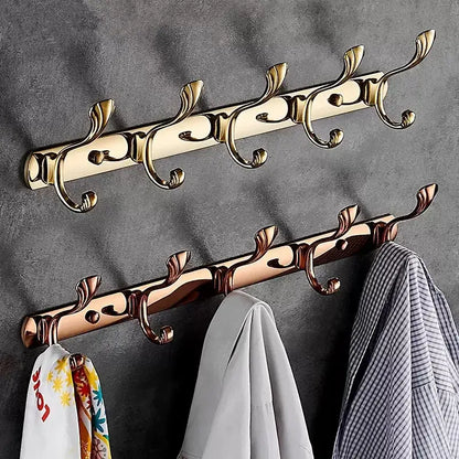 Ornate brass gold towel hook five hook rack for bathroom and kitchen
