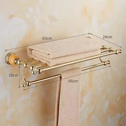 Ornate brass jade bathroom accessories set with amber accents