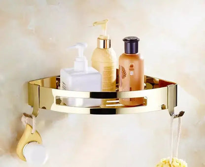 Ornate brass jade bathroom accessories set with amber accents
