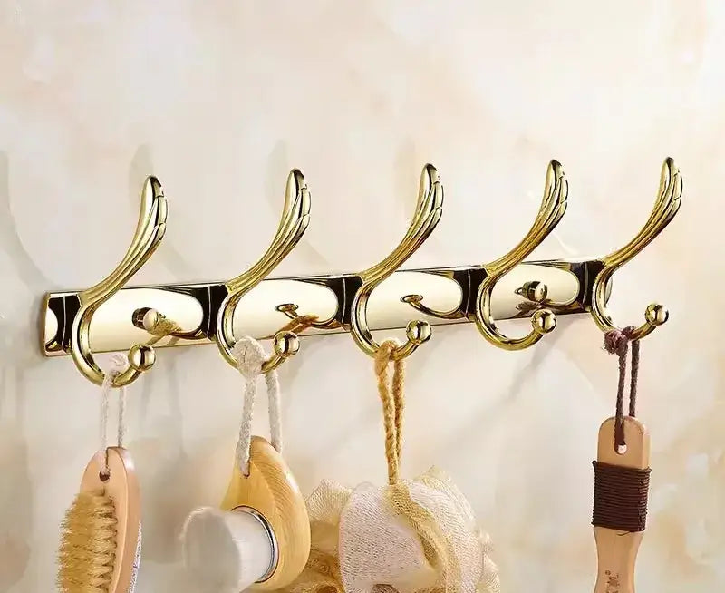 Ornate brass jade bathroom accessories set with amber accents