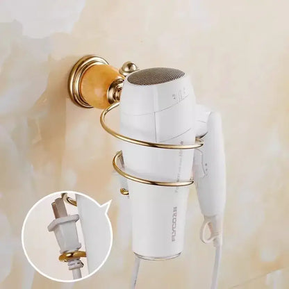 Ornate brass jade bathroom accessories set with amber accents