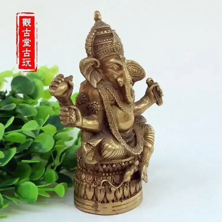 Ornate bronze ganapati elephant buddha statue living room decor
