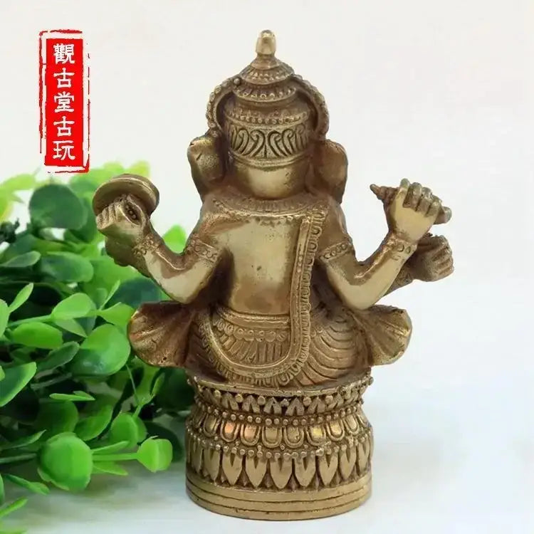 Ornate bronze ganapati elephant buddha statue living room decor