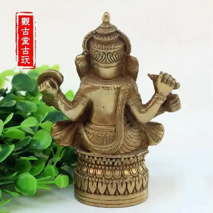 Ornate bronze ganapati elephant buddha statue living room decor