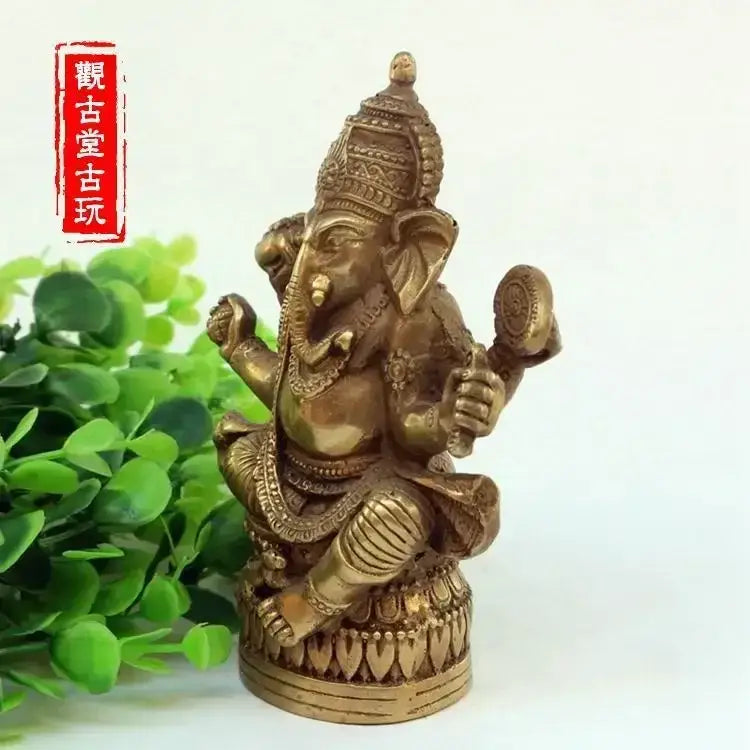 Ornate bronze ganapati elephant buddha statue living room decor