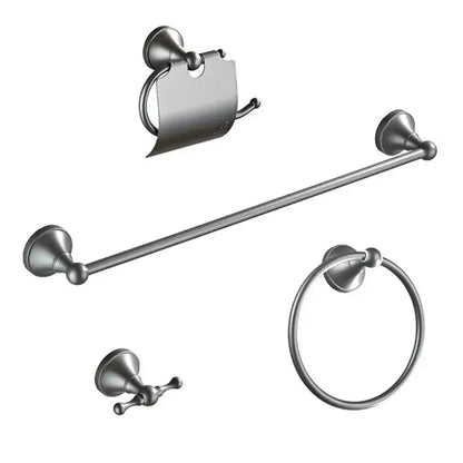 Ornate brushed nickel gray bathroom accessories set – bathroom