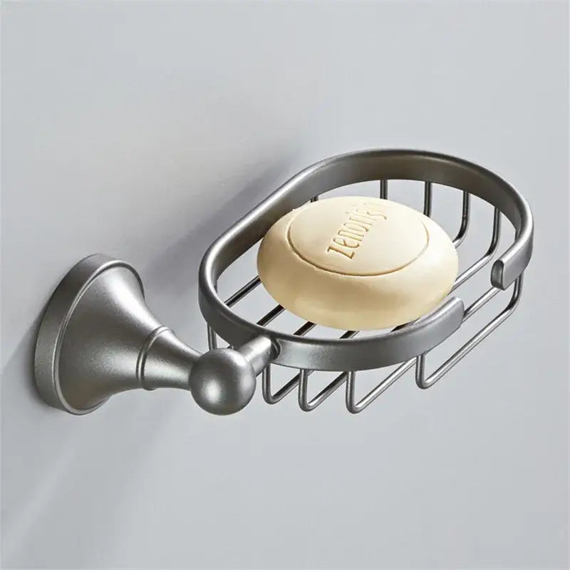 Ornate brushed nickel gray bathroom accessories set – bathroom