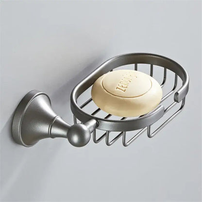 Ornate brushed nickel gray bathroom accessories set – bathroom