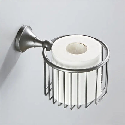 Ornate brushed nickel gray bathroom accessories set – bathroom