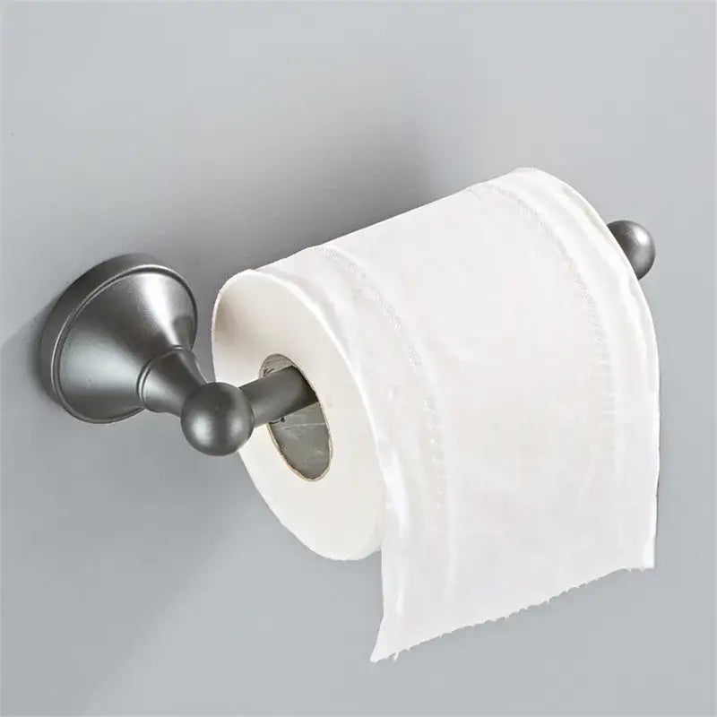 Ornate brushed nickel gray bathroom accessories set – bathroom