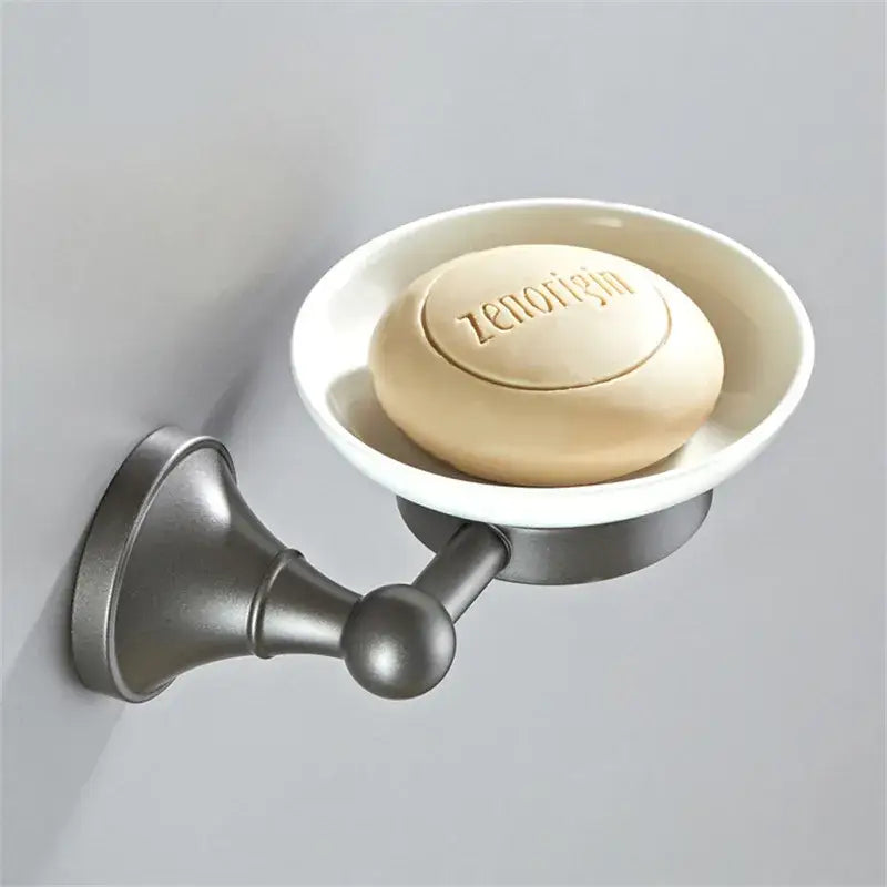 Ornate brushed nickel gray bathroom accessories set – bathroom