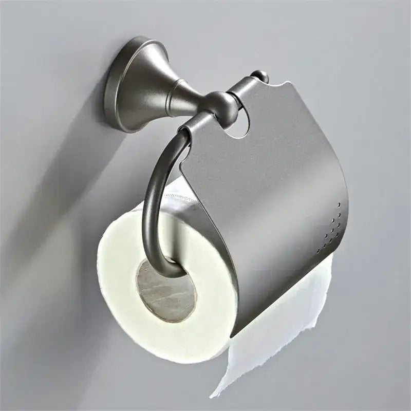 Ornate brushed nickel gray bathroom accessories set – bathroom