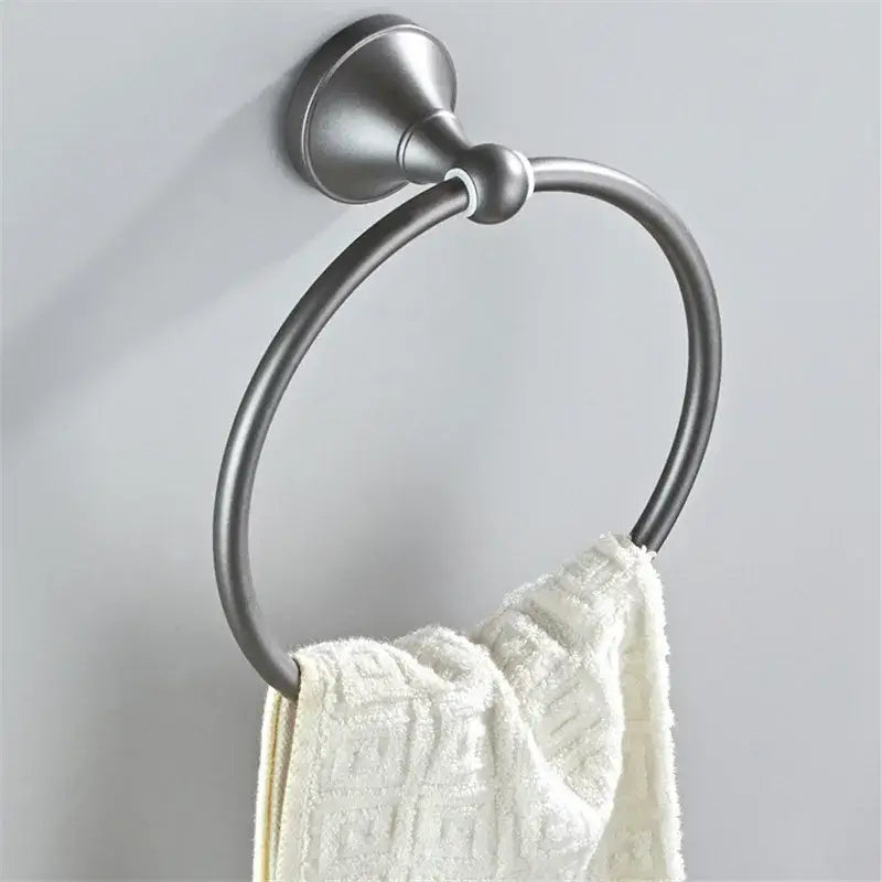 Ornate brushed nickel gray bathroom accessories set – bathroom