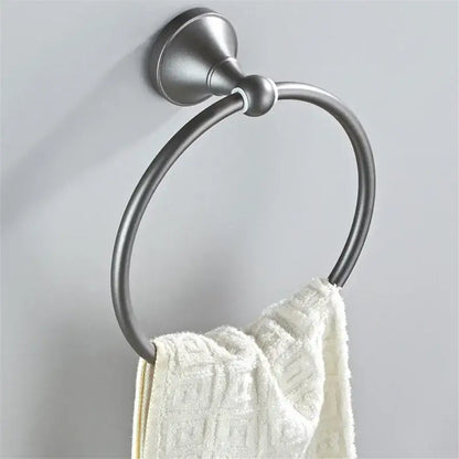 Ornate brushed nickel gray bathroom accessories set – bathroom