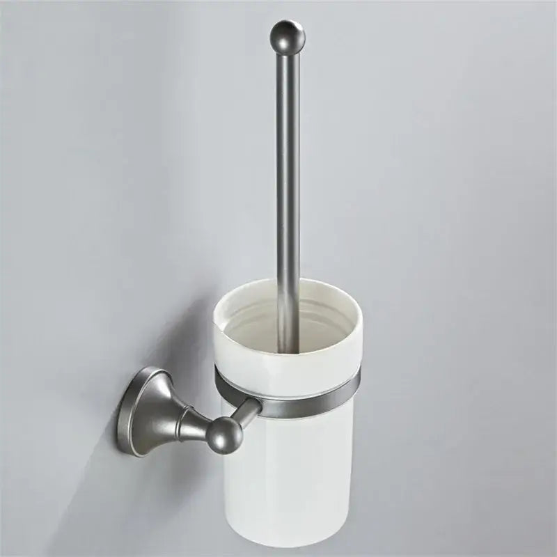 Ornate brushed nickel gray bathroom accessories set – bathroom