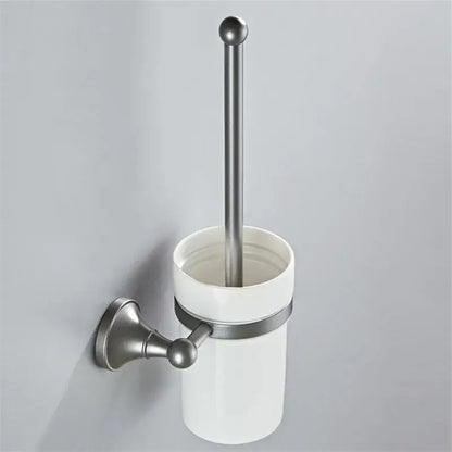 Ornate brushed nickel gray bathroom accessories set – bathroom