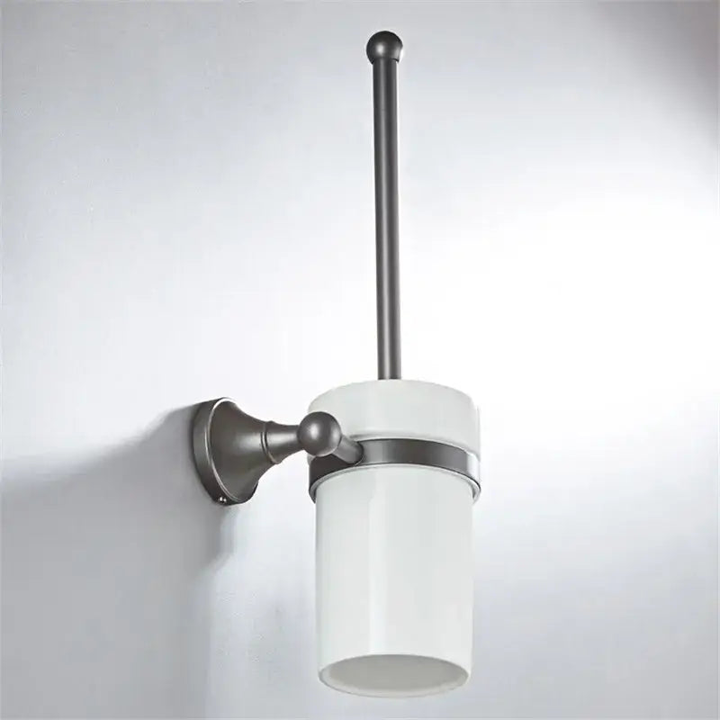 Ornate brushed nickel gray bathroom accessories set – bathroom