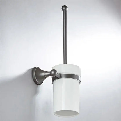Ornate brushed nickel gray bathroom accessories set – bathroom
