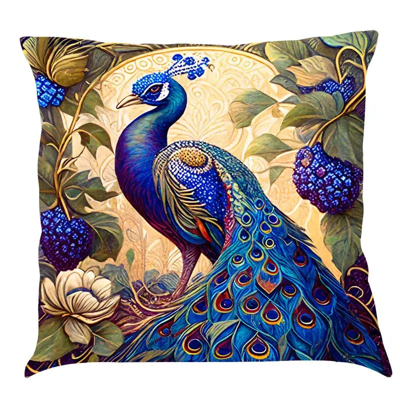 Ornate cat design linen pillowcase – living room cushion cover