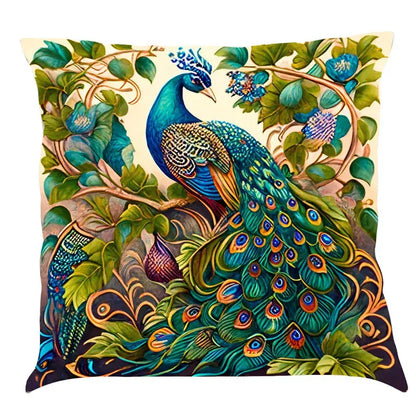 Ornate cat design linen pillowcase – living room cushion cover