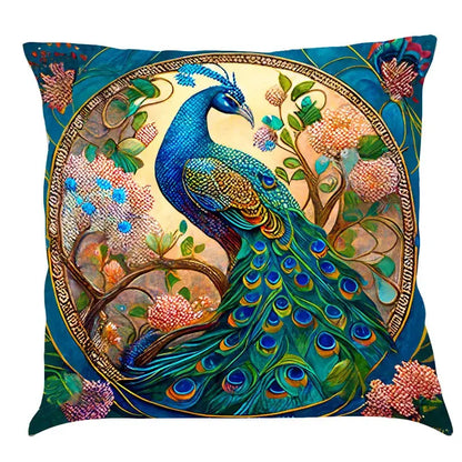 Ornate cat design linen pillowcase – living room cushion cover