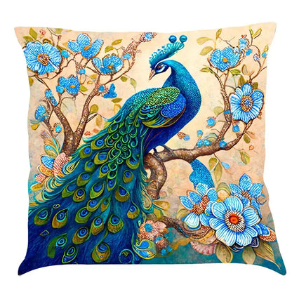 Ornate cat design linen pillowcase – living room cushion cover