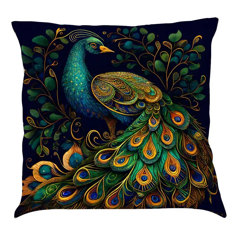 Ornate cat design linen pillowcase – living room cushion cover