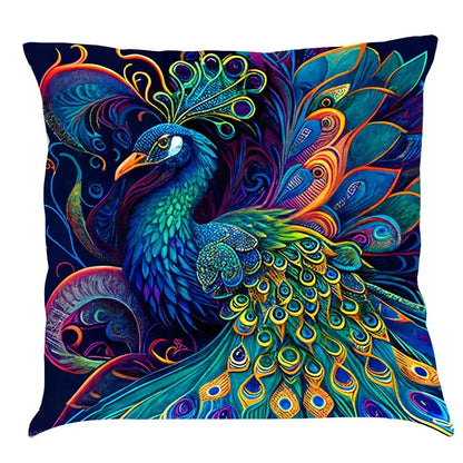 Ornate cat design linen pillowcase – living room cushion cover