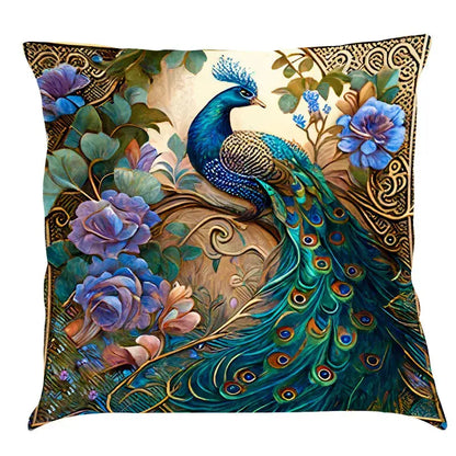 Ornate cat design linen pillowcase – living room cushion cover
