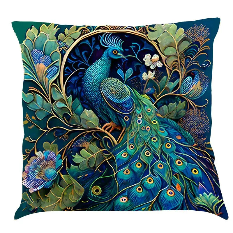Ornate cat design linen pillowcase – living room cushion cover